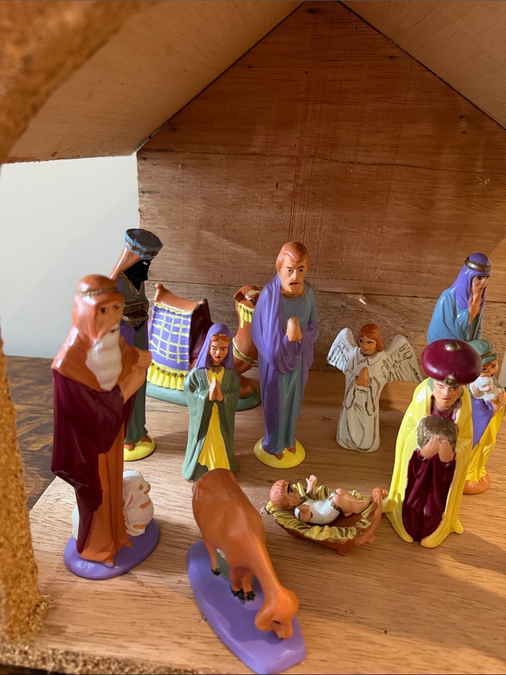 Hand-Painted Ceramic Nativity Set with Rustic Stable - Multi-Color - Picture 2 of 16